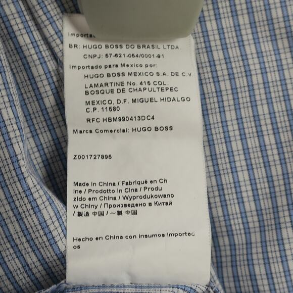 Hugo Boss Plaid Hidden Placket Shirt Men's XL Blue Cotton Button-Up Smart Casual - Picture 10 of 13